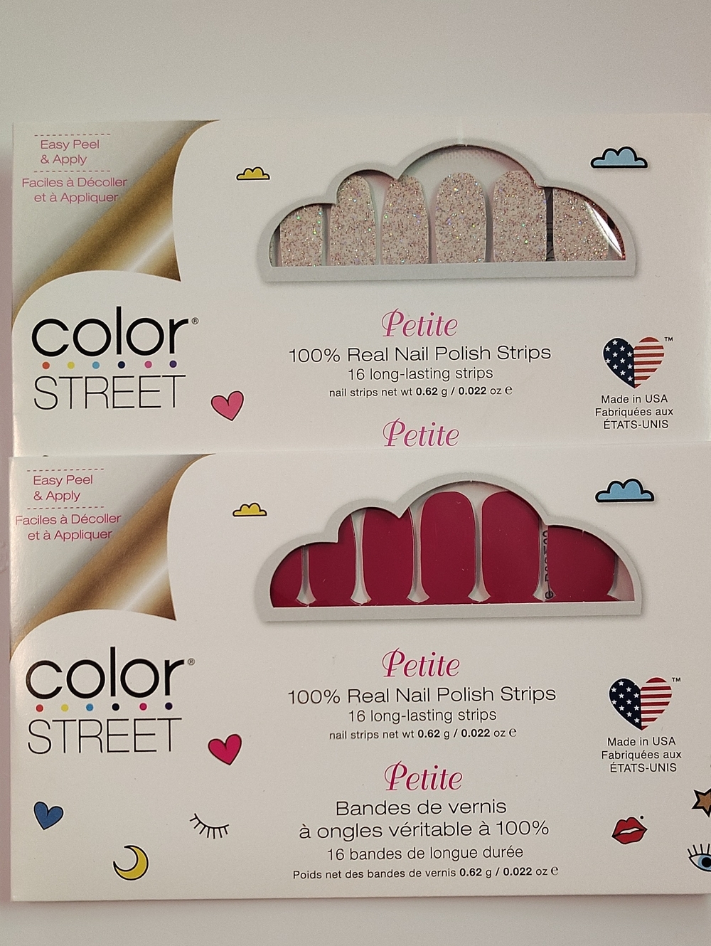 Color Street Petite Nail Strips — Fuchsia & A Retired Sparkle Pink - Set Of 2